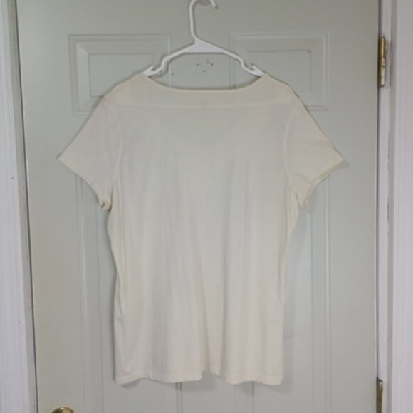 Charter Club T-Shirt XL Womens Floral 100% Cotton Short Sleeve Ivory & Red - Picture 4 of 6